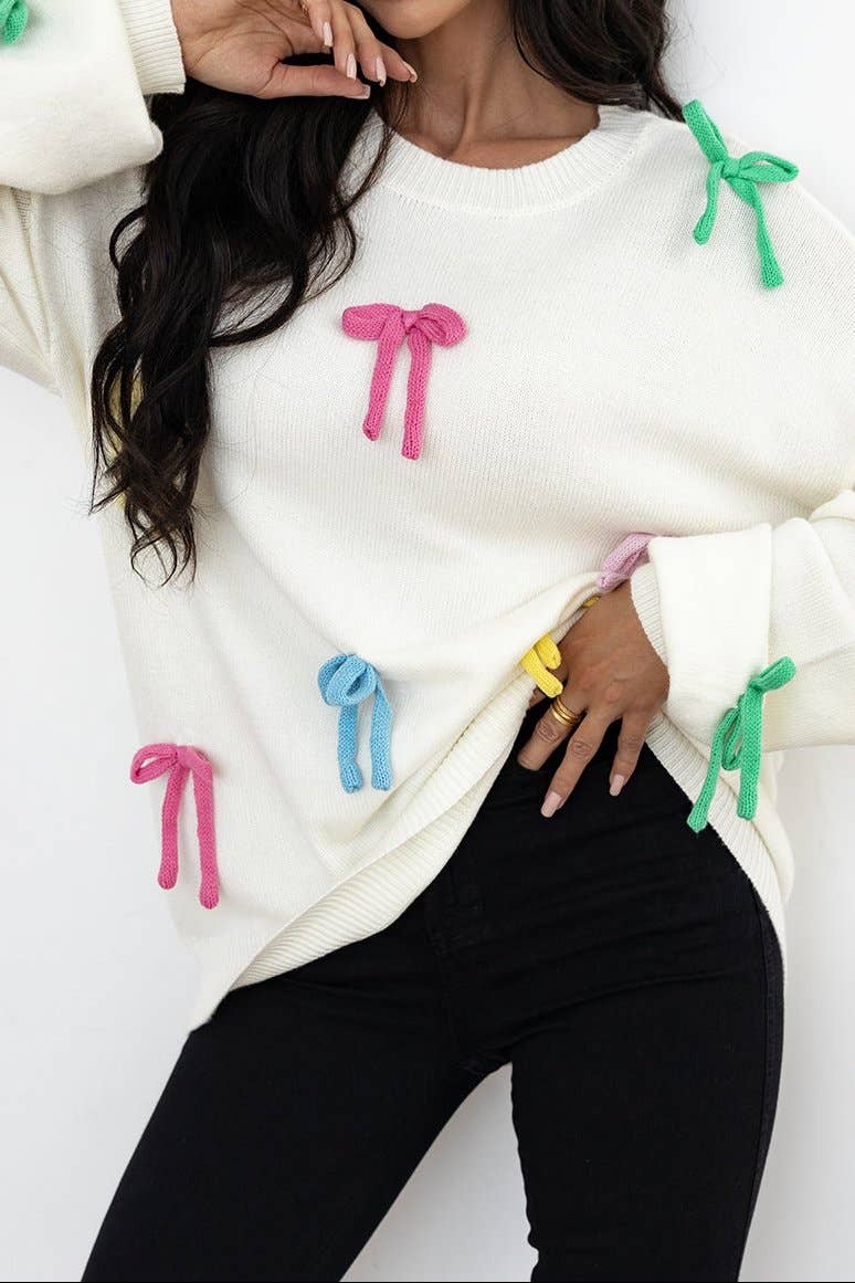 Bow Crewneck Oversized Sweater