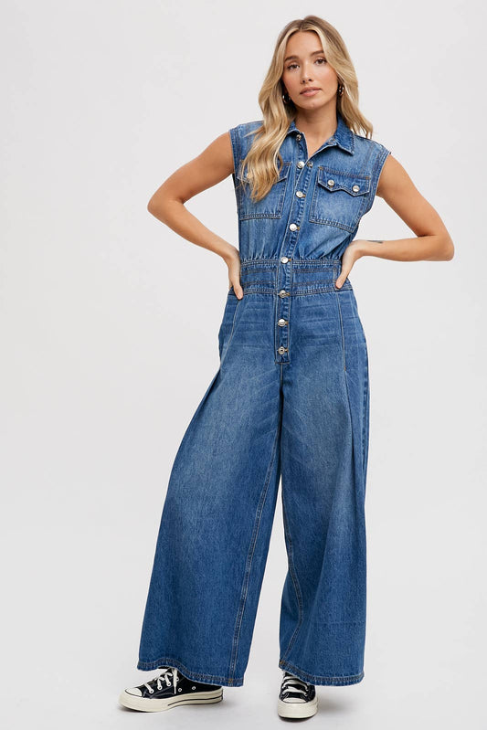 Denim Sleeveless Jumpsuit