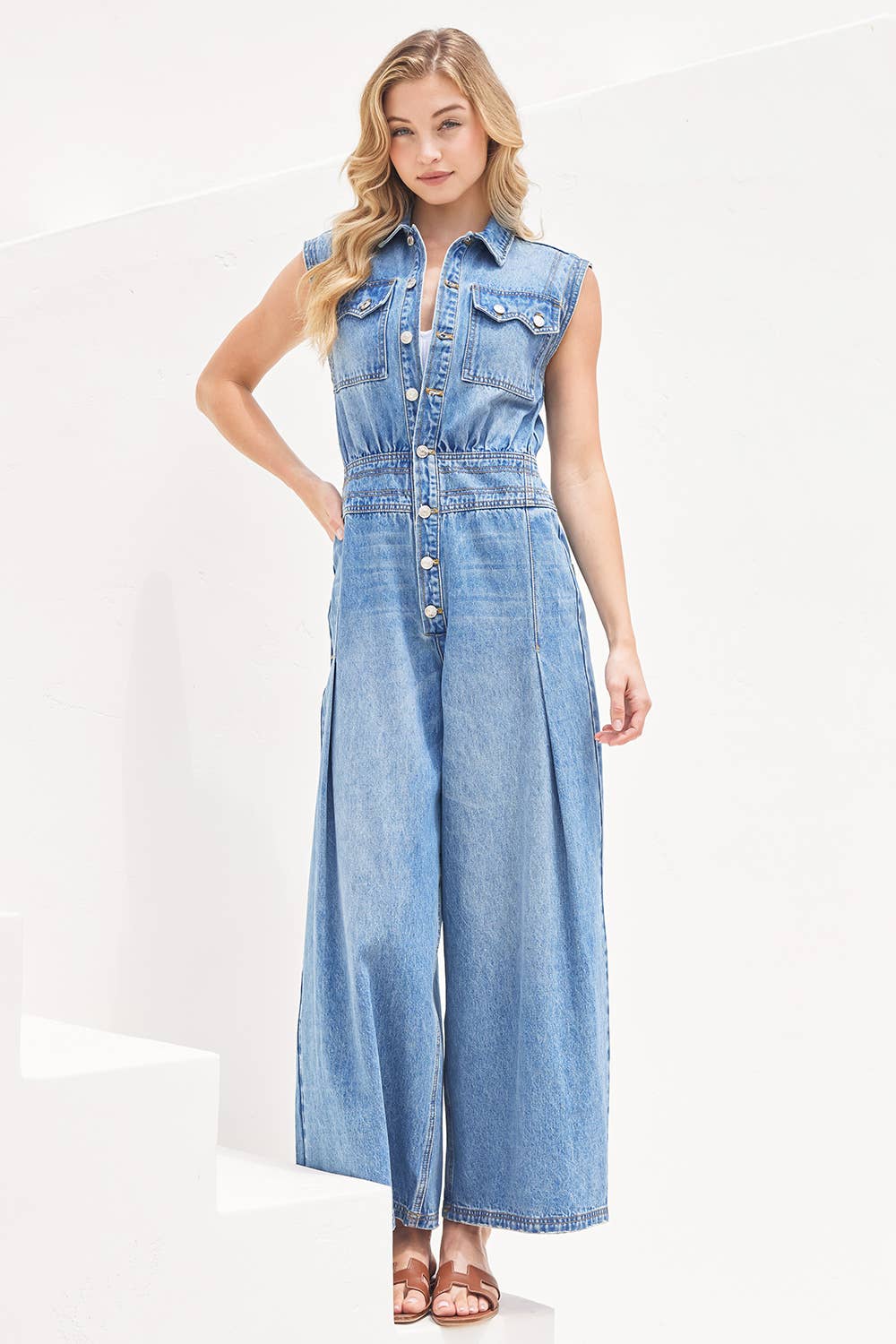 Denim Sleeveless Jumpsuit