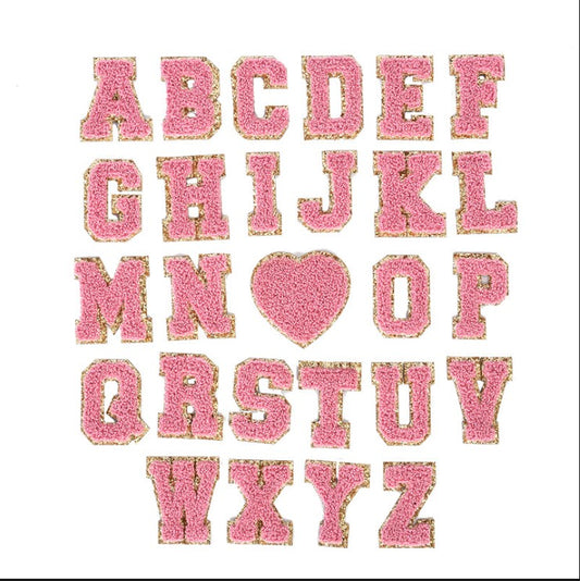 Varsity Letter Patches-Bubblegum Pink