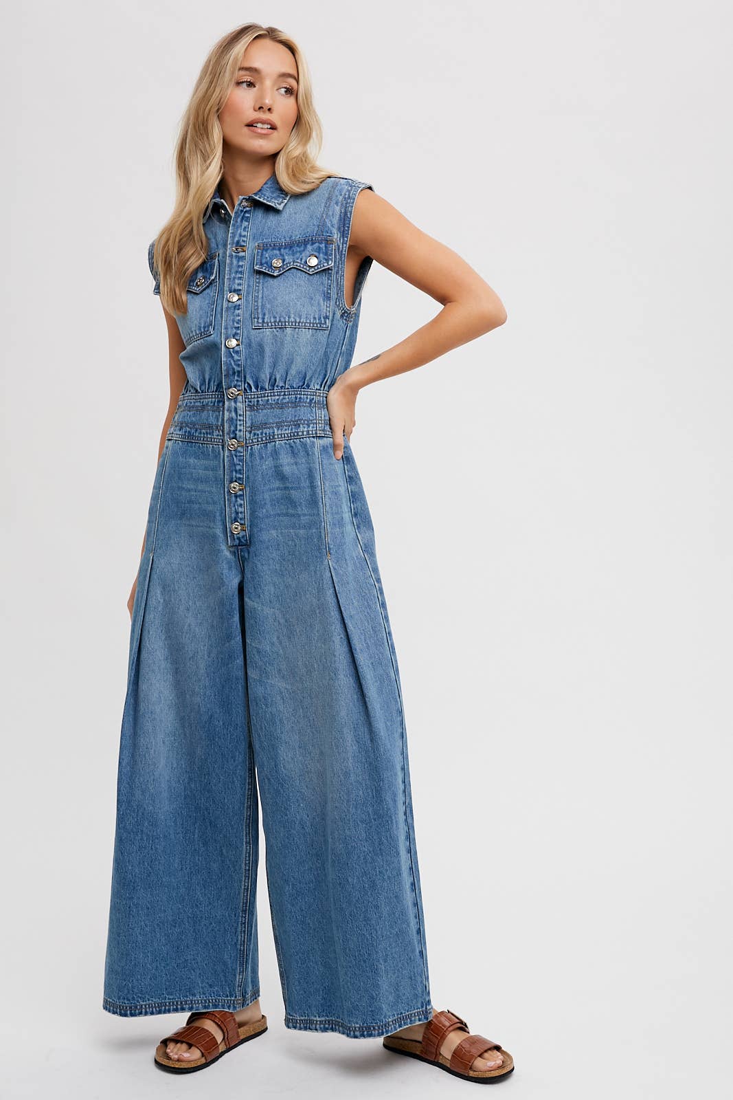 Denim Sleeveless Jumpsuit