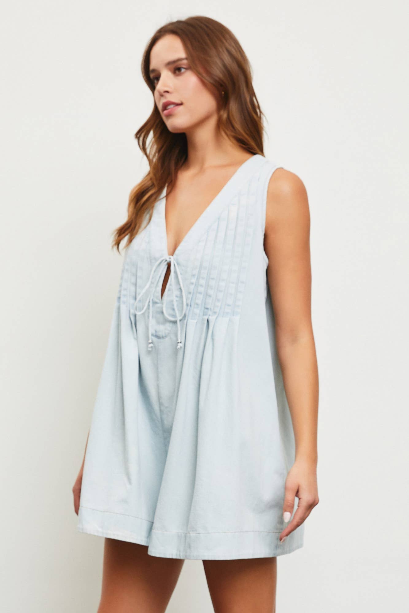 Tied Denim Romper