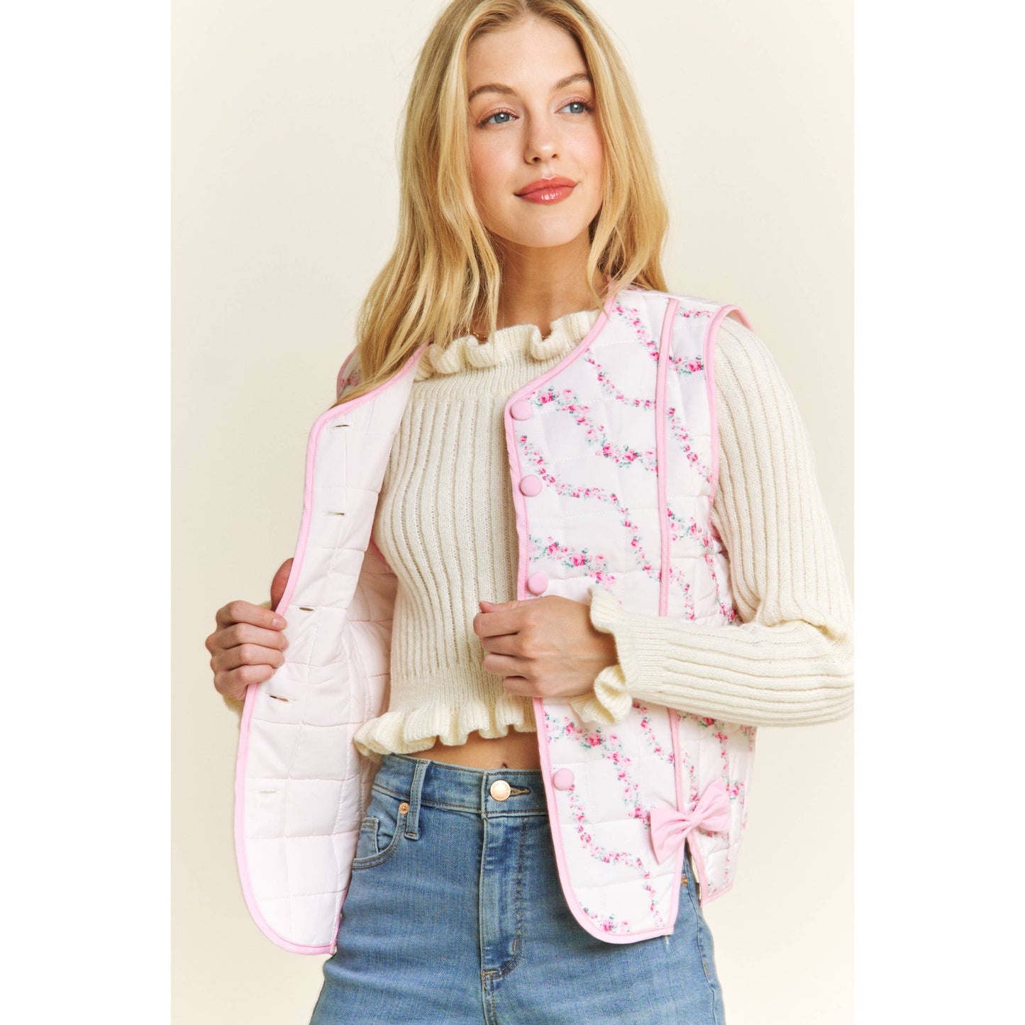 Quilted Bow Vest