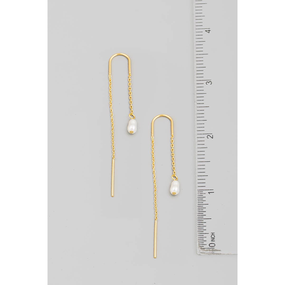 Pearl Bead Chain Threader Earrings