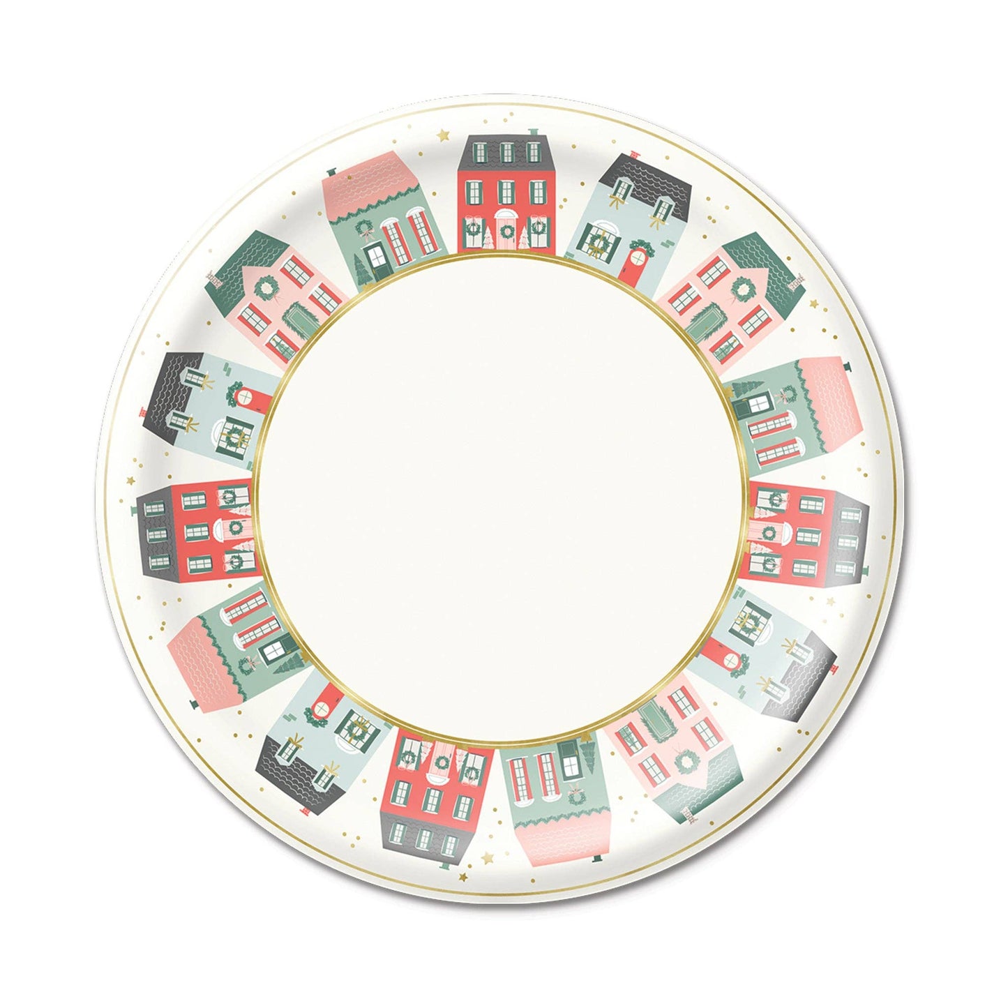 Village Christmas Round Paper Plate