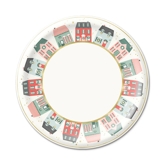 Village Christmas Round Paper Plate