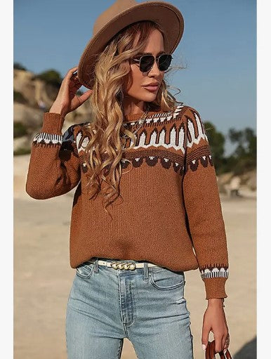 Cowgirl Pattern Casual Long Sleeve Top