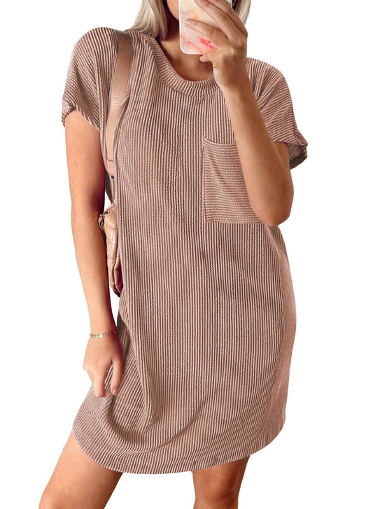 Ribbed Tee Dress With Pockets