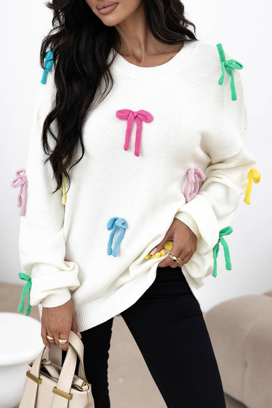 Bow Crewneck Oversized Sweater