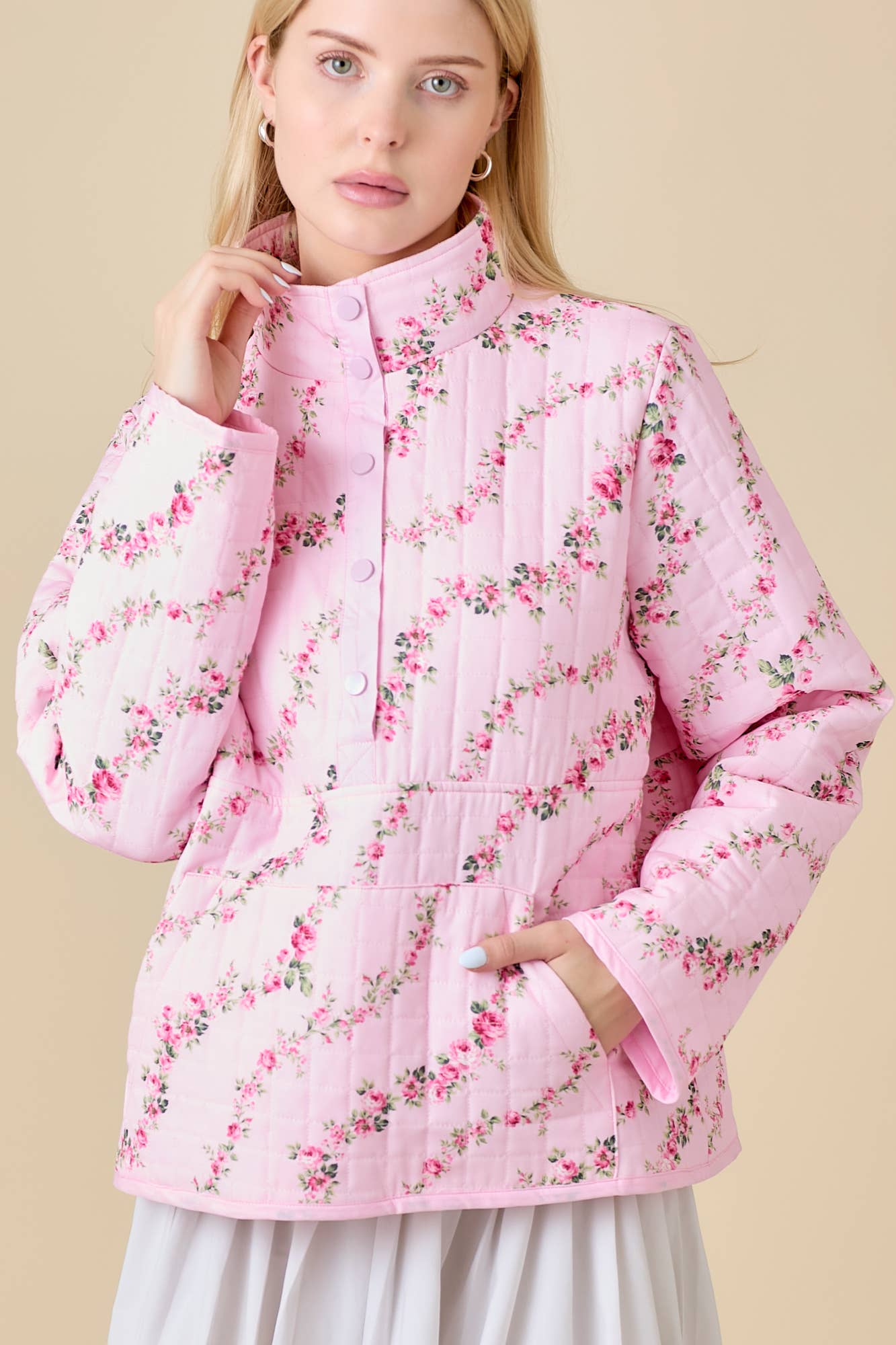 Quilted Jacket With Floral Print