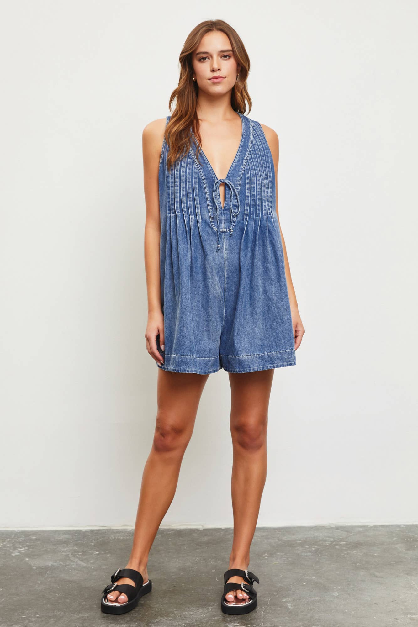 Tied Denim Romper