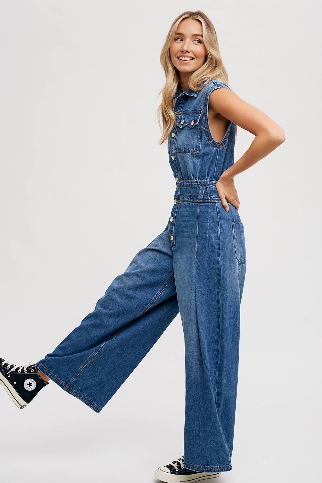 Denim Sleeveless Jumpsuit