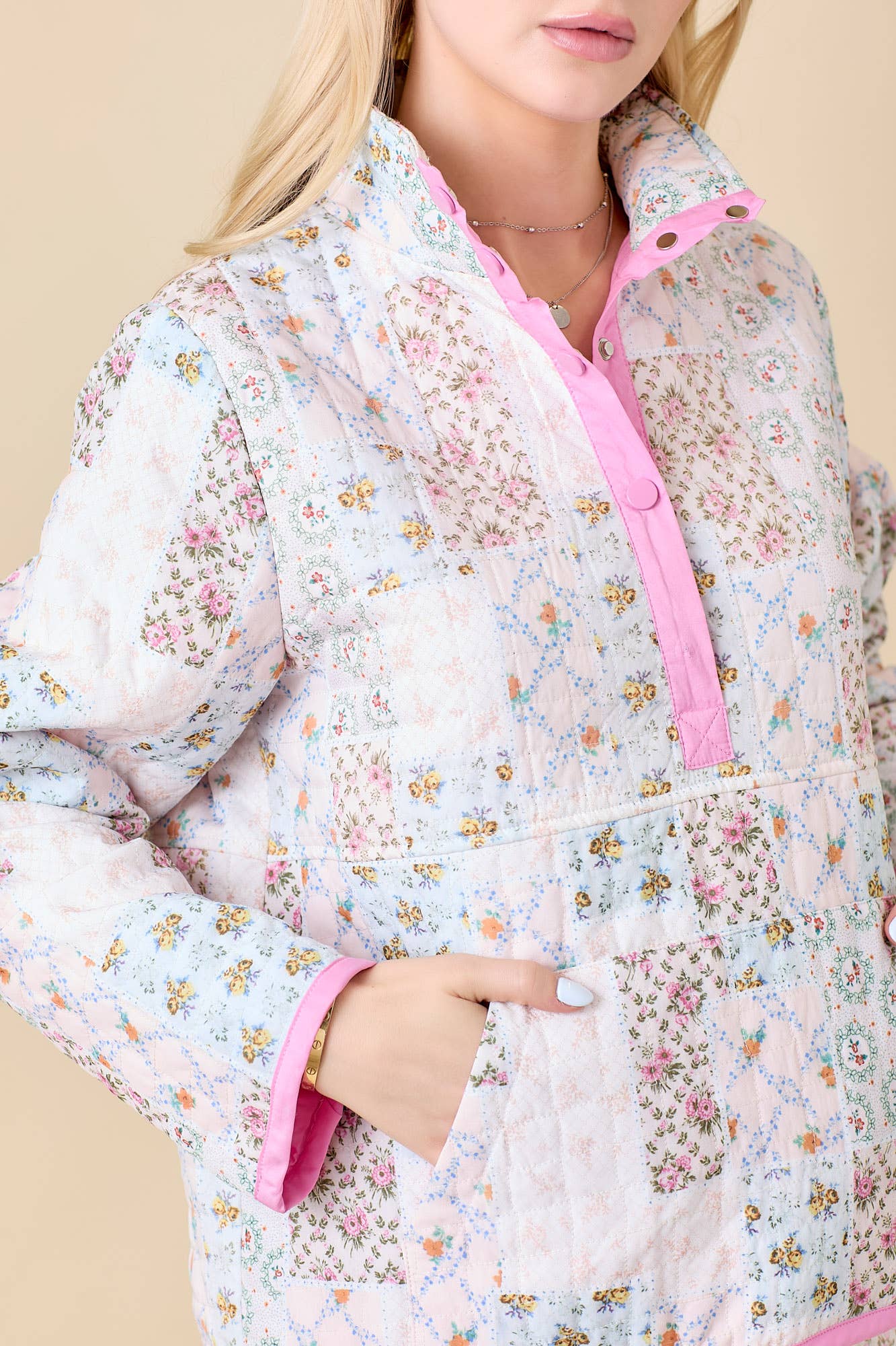 Quilted Floral Snap-on Jacket