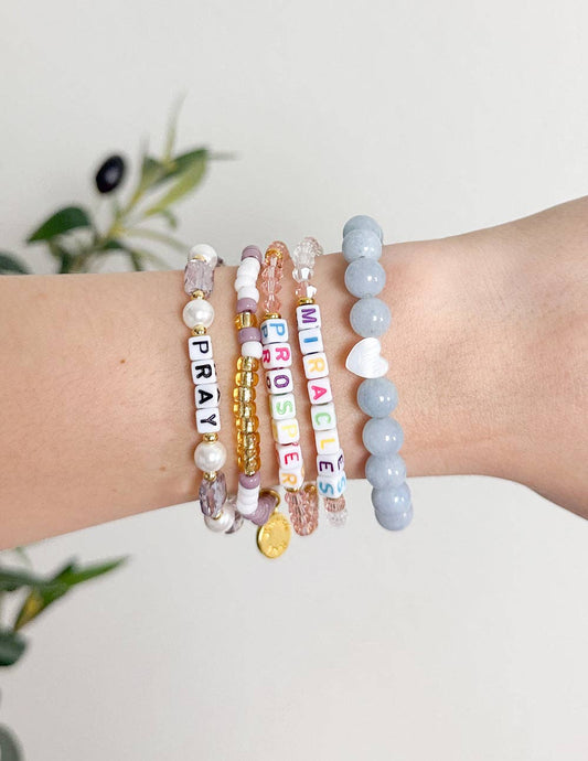 Pray Pearl Letter Bracelet