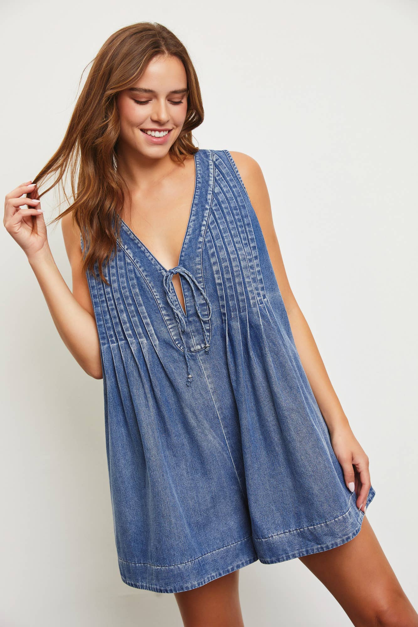 Tied Denim Romper