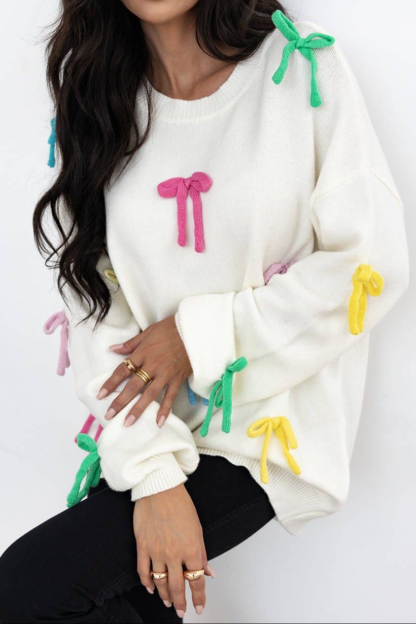 Bow Crewneck Oversized Sweater