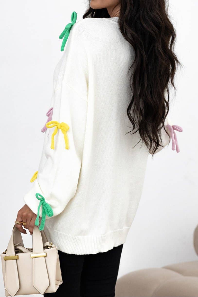 Bow Crewneck Oversized Sweater