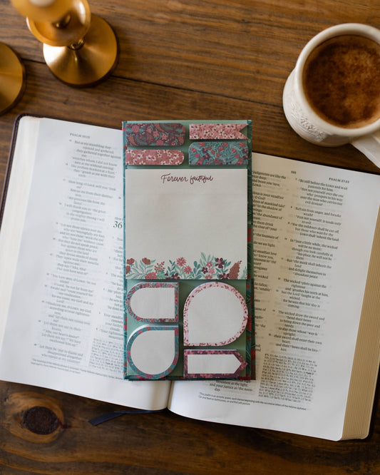 Sticky Note Set | Teal Blooms