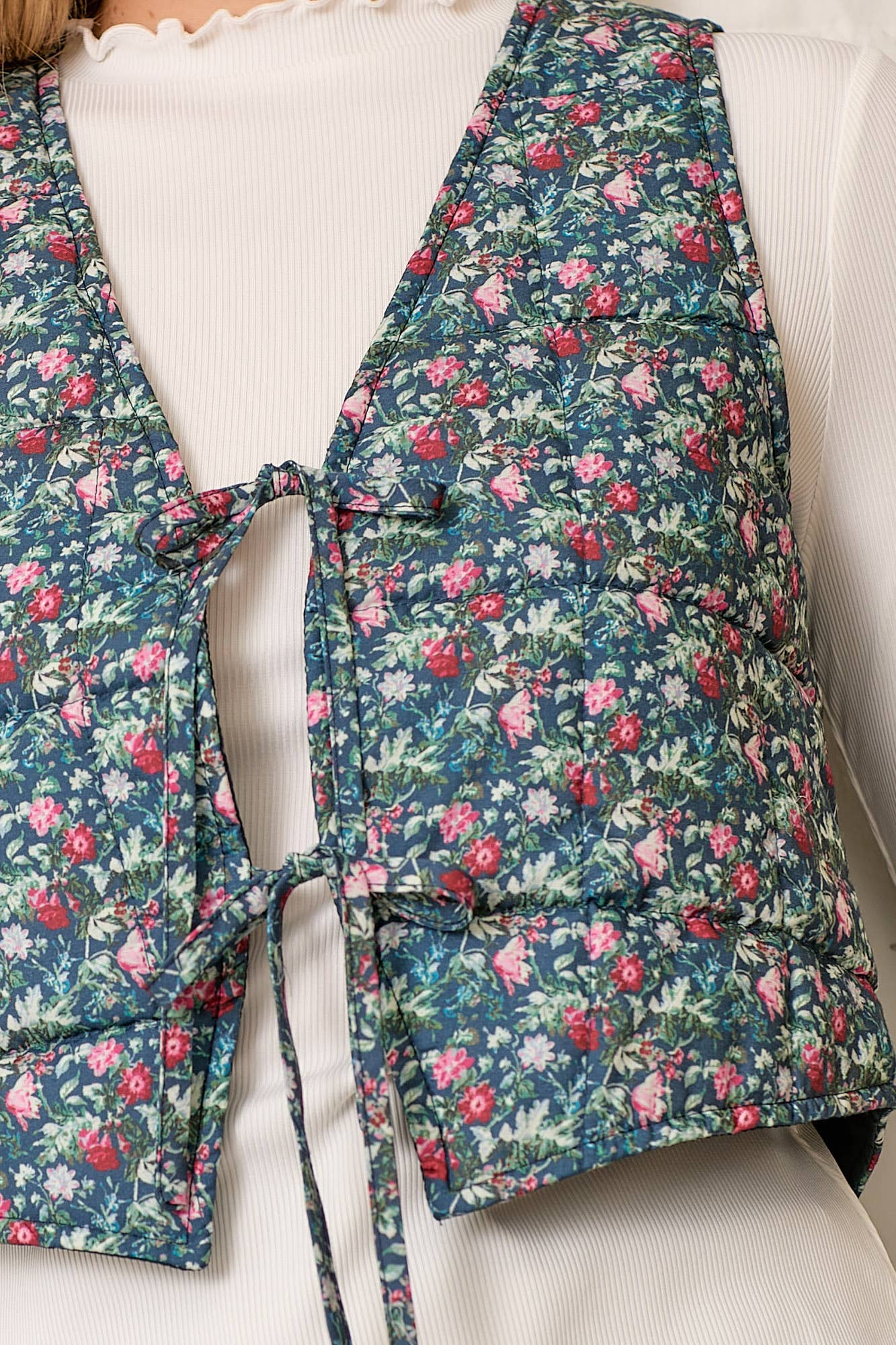 Floral Printed Tie Vest