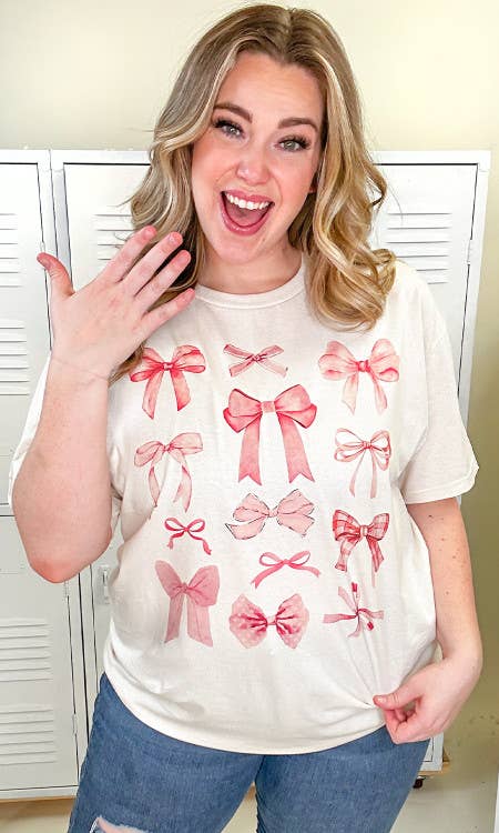 Mixed Bow Graphic T-Shirt