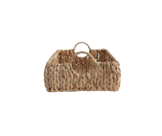 Hand-Woven Water Hyacinth Tray with Handles