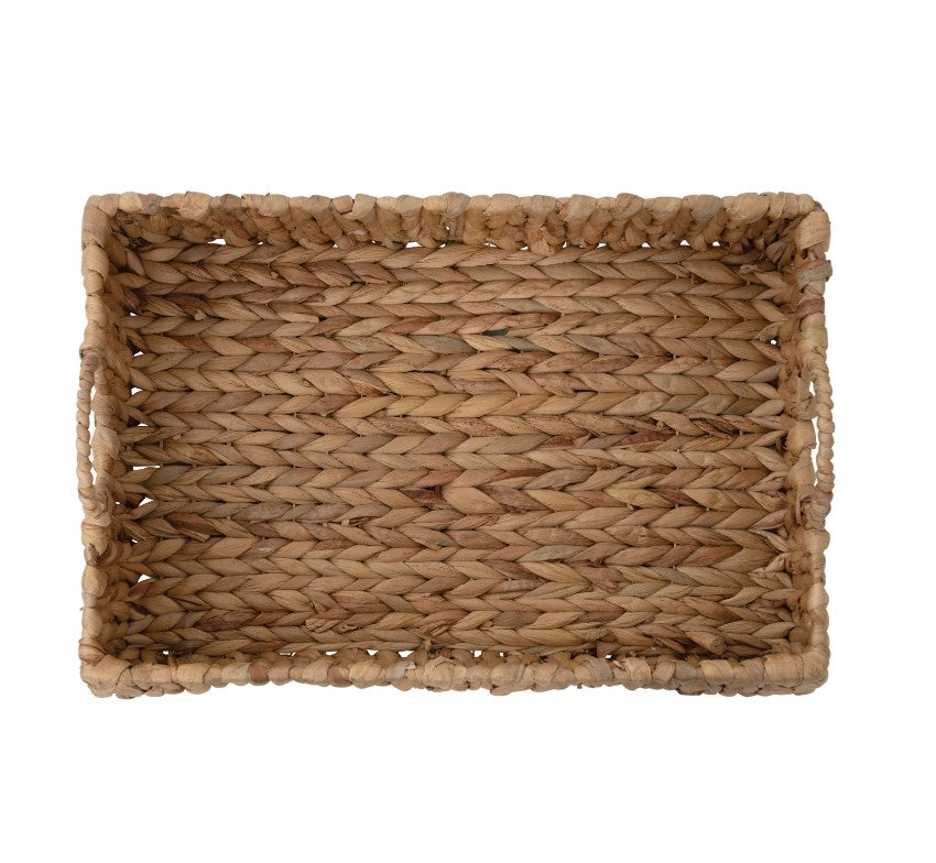 Hand-Woven Water Hyacinth Tray with Handles
