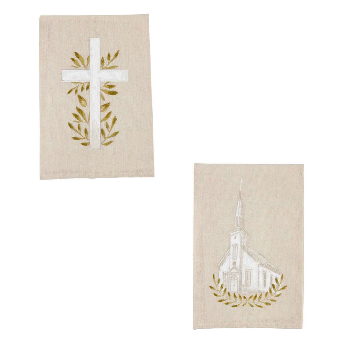 Cross and Church Painted Towels