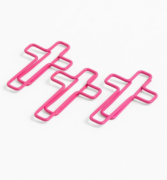 Pink Cross Paper Clips