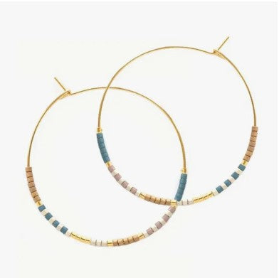 Classic Gold and Japanese Seed Beaded Hoop Earrings
