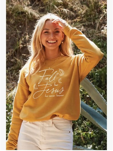 Fall for Jesus He Never Leaves Sweatshirt