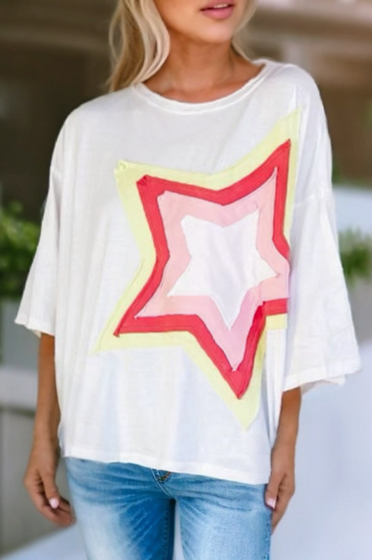 Star Patched Oversized Tee