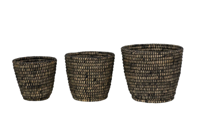 woven grass baskets