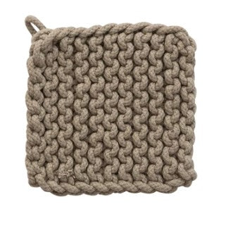 Cotton Crocheted Pot Holder Grey