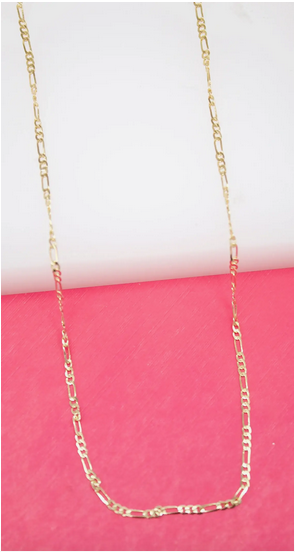 18k Gold Filled 2mm FLat Delicate Figaro Chain Necklace