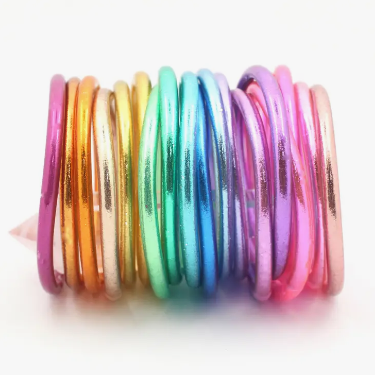 Rainbow Mantra Bangle Bracelets