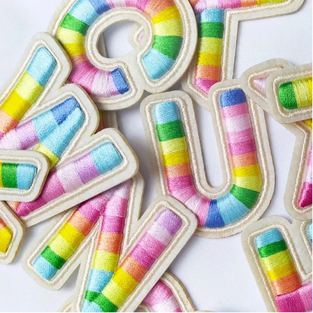 Rainbow Chenille Letters Self-Adhesive Colorful Patch