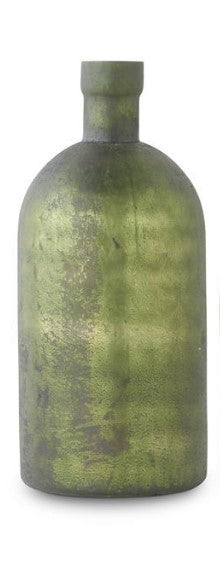 Antique Olive Green Matte Glass Bottle Vase