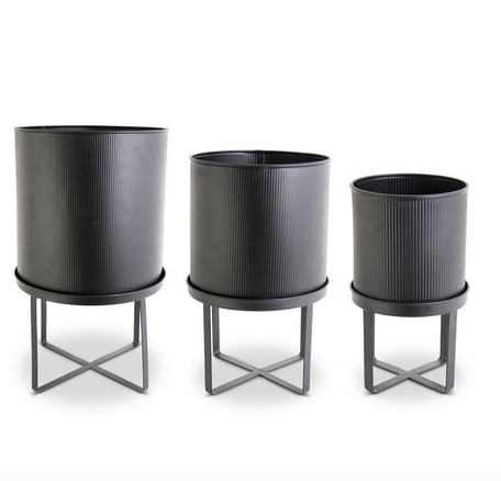 Black Metal Modern Planters on Stands