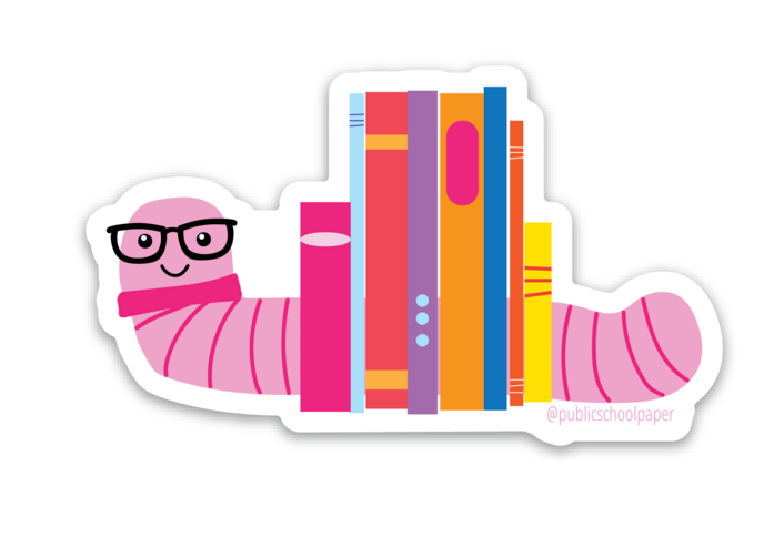 Bookworm Vinyl Sticker