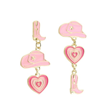 Cowgirl Enamel Heart & Hat & Boot Earrings