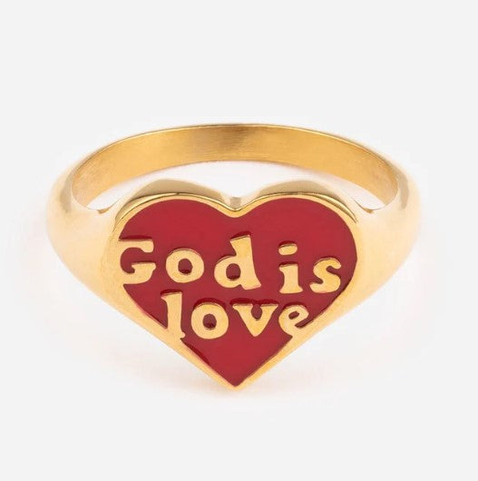 God is love enamel ring