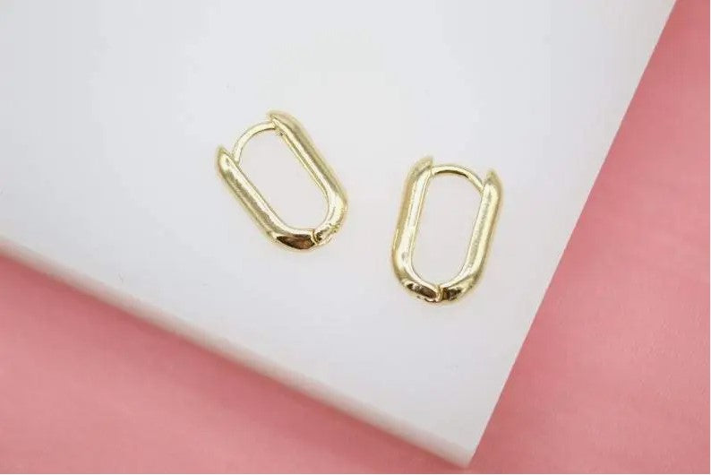 18k Gold Filled Ovel Huggies Earrings