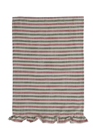 green and red stripe tea towel