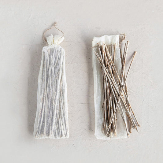 Twigs in Drawstring Cotton Bag, Bleached